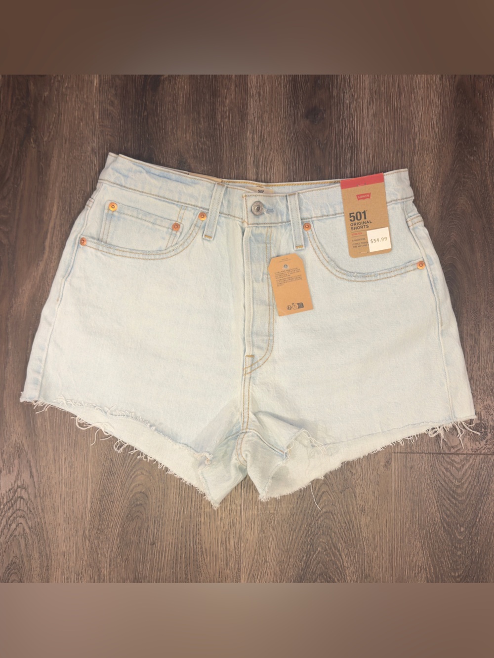 501 Levi's Light Wash High-Rise Cutoff Denim Shorts